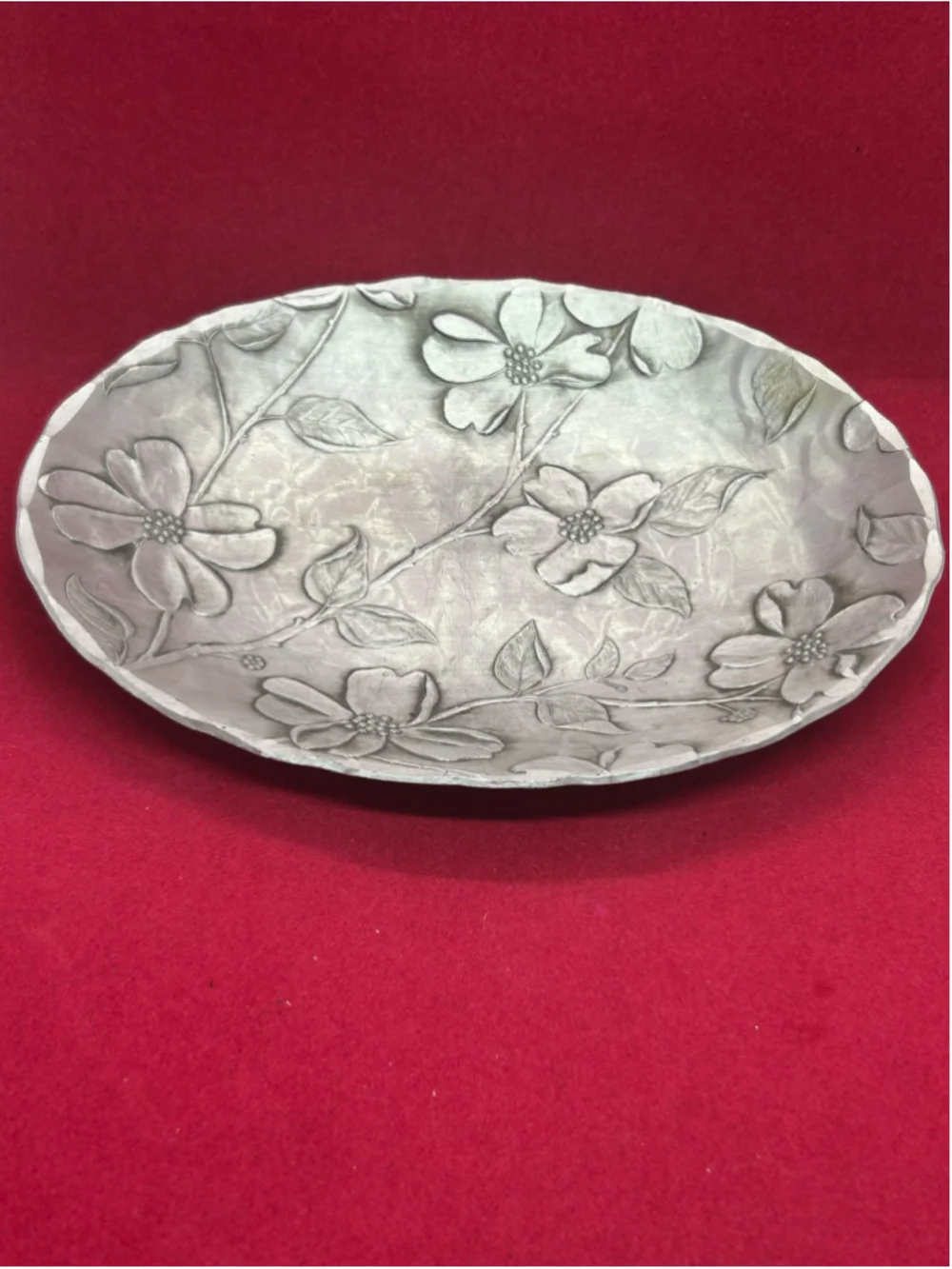 Wendell August Forge Floral Metal Serving Bowl One Size Silver